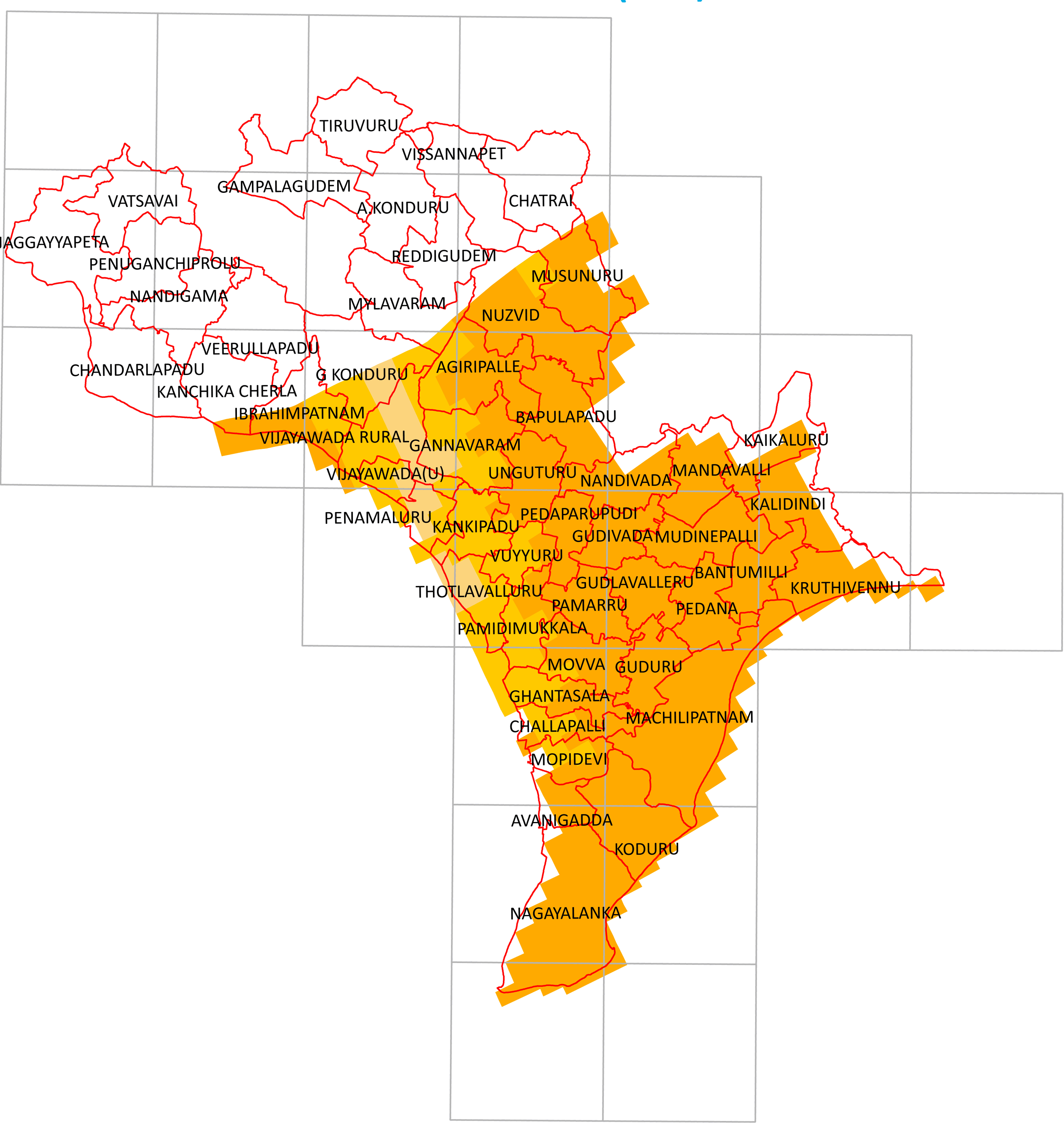 Storm surge inundation map for cyclone with wind speed 